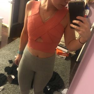 Peach pink bandage crop top